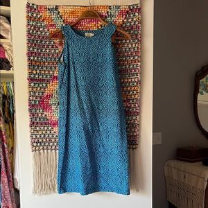 Blue Patterned Sleeveless Dress